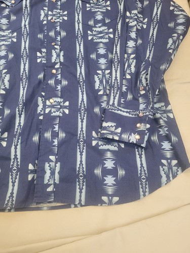 Panhandle Slim Shirt Men’s Size L Blue Southwestern Pearl Snap Long Sleeve - Picture 2 of 13