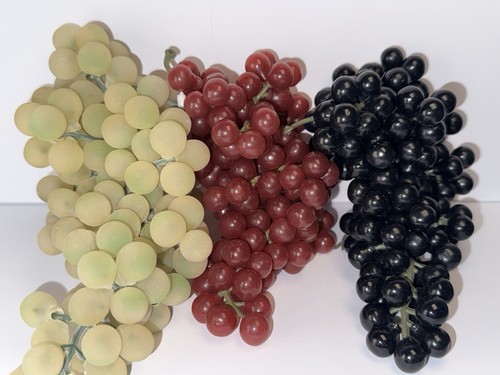 Lote de 3 racimos de uvas pequeñas mini de goma sintética artificial racimos vintage - Imagen 6 de 10