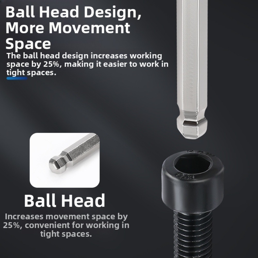 9 Piece L Shaped Ball Head Hex Wrench Set Alloy Steel For Household Use