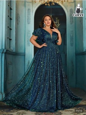 QOQ plus size women's formal party dress shiny summer evening gown Size 0XL  | eBay