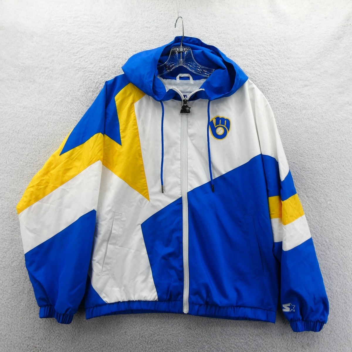 Starter Jacket Women Medium Milwaukee Brewers Blue White Yellow