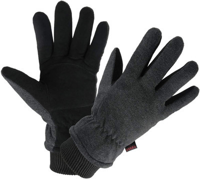 Winter Gloves Deerskin Suede Leather and Insulated Polar Fleece Water Resistant 