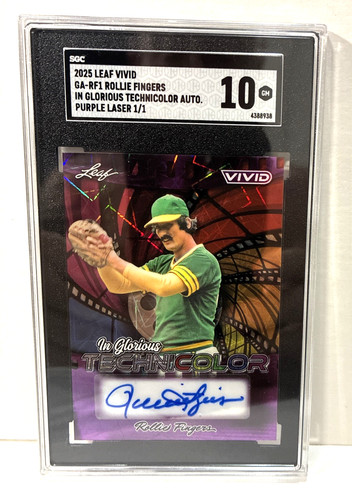 2025 Leaf Vivid 1/1 Rollie Fingers Glorious Technicolor Purple Laser Auto SGC 10
