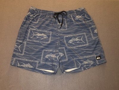Quiksilver Men s Swim Trunks XL Mens Fishing Surfing Slate Blue Board Shorts