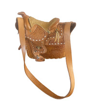 Vintage Hand Tooled Leather Saddle Western Crossbody Handbag Mexico