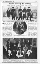 University Boat Race - Oxford Team from Henley to Putney - Antique Print 1913