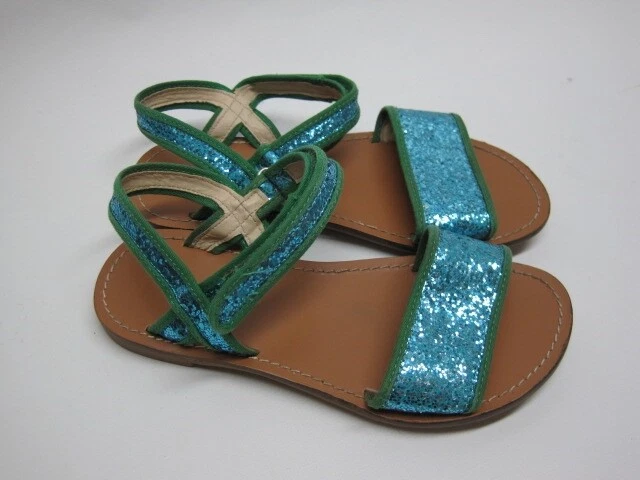 Mini Boden Azul Verde Brillo Niñas Sandalias Gancho y Lazo Zapatos 31 13 Foto 3 de 4