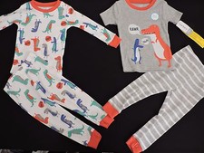 Carters Dinosaur Pajamas 4 Piece PJs 18M NWT Toddler Boys Glows in Dark Striped
