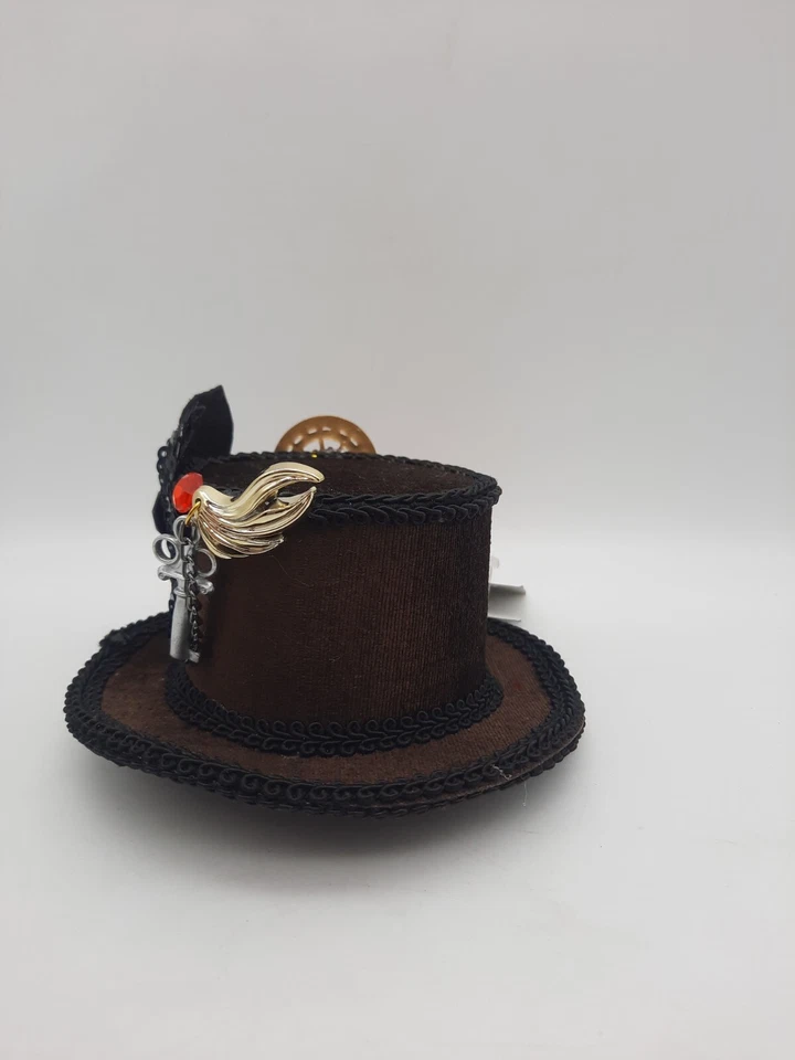 Mini Sombrero Steampunk Foro Halloween Vestir Marrón Nuevo con Etiquetas Foto 4 de 4