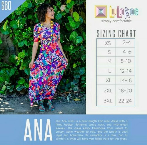 LuLaRoe ANA Dress SMALL Solid Blue-Gray 