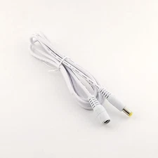 DC Power CCTV 5.5 x 2.1mm Female To Male Plug Adapter Extension Cable White 5ft