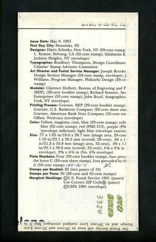 Ranto Cachet US Combo FDC #2536, 2537 Love Stamps heart parrots 1991 - Picture 2 of 2