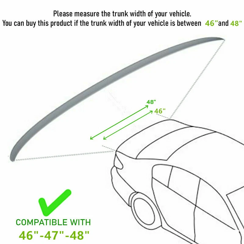 46" Rear Trunk Spoiler Wing Lip Gloss BLK Universal Fit For 06-10 Hyundai Sonata - Image 3 of 4