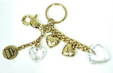 NEW KATHY VAN ZEELAND HEART AND CRYSTAL CHARM KEY CHAIN, FOB