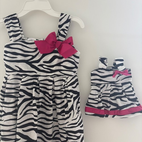 Cre8ions Zebra Print Dress Matching Doll Dresses Girld Size 7/8 and Baby Doll - Picture 2 of 8