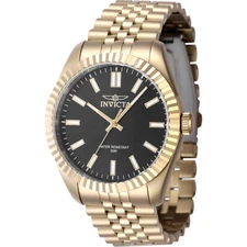 Invicta Men's Watch Specialty Quartz Black Dial Yellow Gold Steel Bracelet 47488