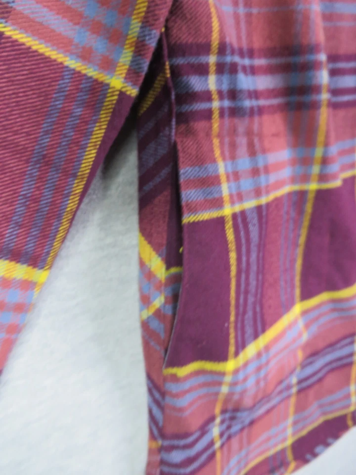 Camisa feminina Duluth pequena roxa xadrez flanela botão para cima manga longa manilha - Imagem 3 de 4