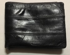 Vintage Black Genuine Eel Skin Bi-FOLD Wallet