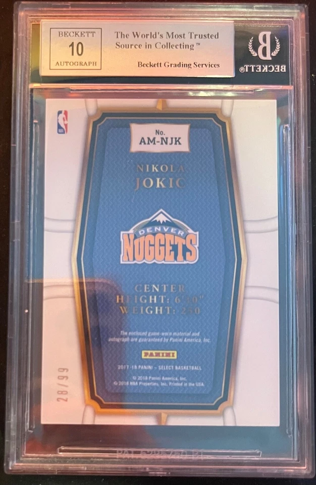 2017-18 Select Autographed Memorabilia #22 Nikola Jokic BGS 9 - Image 2 of 2