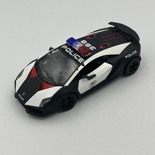 Coche De Policía Lamborghini Sesto Elemento De Kinsmart - Modelo A Escala 1:38, Metal Fundido, Puertas Abiertas, Neumáticos De Goma, Para Niños 3+