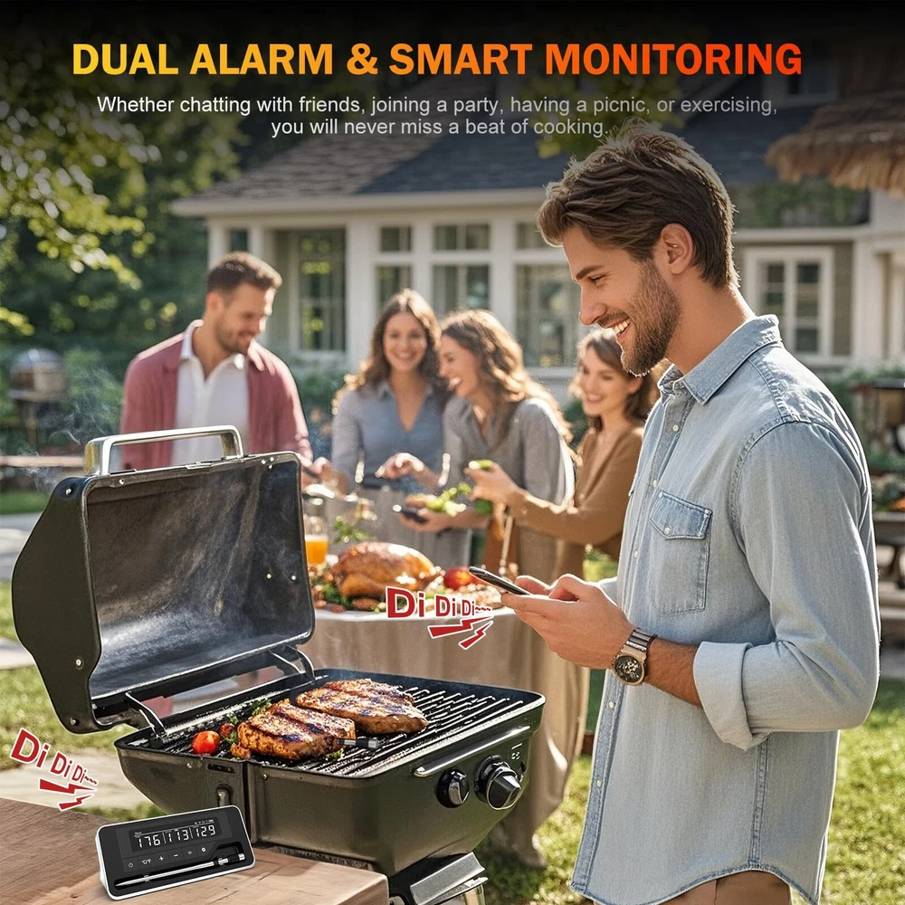 Meat Thermometer Wireless, 800FT Bluetooth Digital Thermometer with Smart APP...