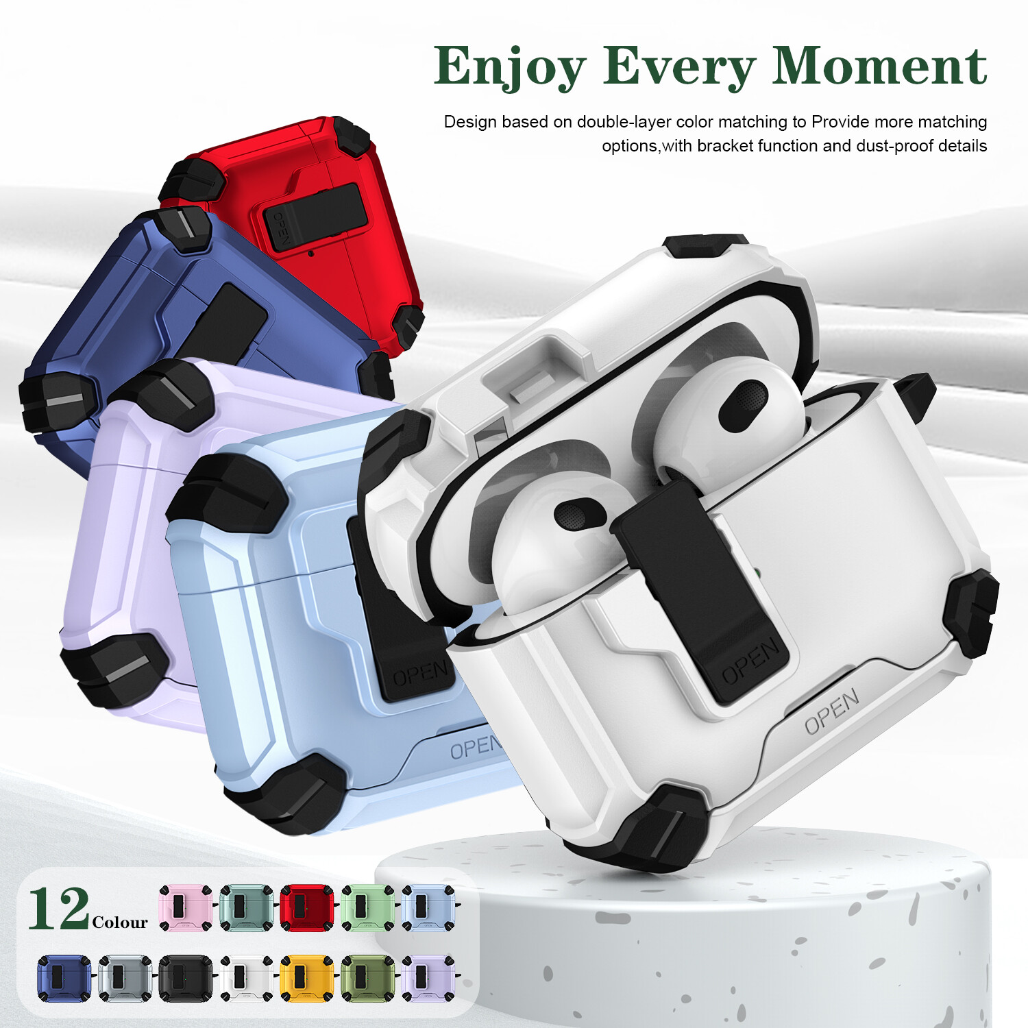 For Airpods Pro 3/2/1 Airpods 4/3/2/1 Shockproof Mag Safe Case Kickstand Cover