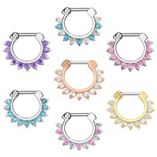 New 316L Surgical Steel Nose Ring Septum Ring Clicker Body Piercing Jewelry 16g