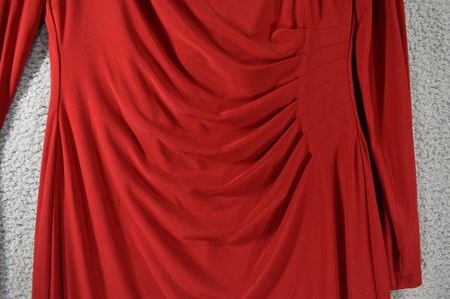 Lauren Ralph Lauren Cocktail Dress Womens Size 8 Red Long Sleeve -New w/ Flaw - Picture 8 of 20