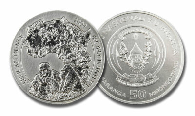 1 oz 999 Silver - Silver - RWANDA / RWANDA MOUNTAIN GORILLA 2008 - ORIGINAL BOX