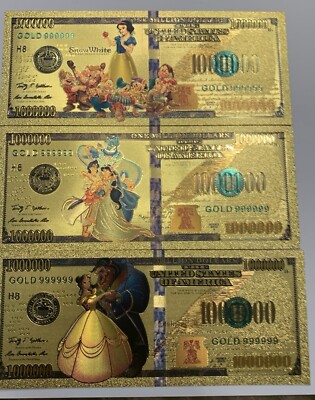 Disney Princess Gold Foil $1,000,000 Notes. Three Total | eBay