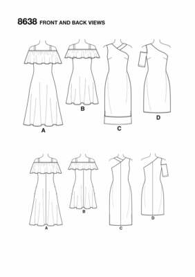 Simplicity 8638 Shoulder Baring A-Line, Straight Dress Sz 6-14 or 16-24 UNCUT | eBay Simplicity 8638 Shoulder Baring A-Line, Straight Dress Sz 6-14 or 16-24 UNCUT | eBay
