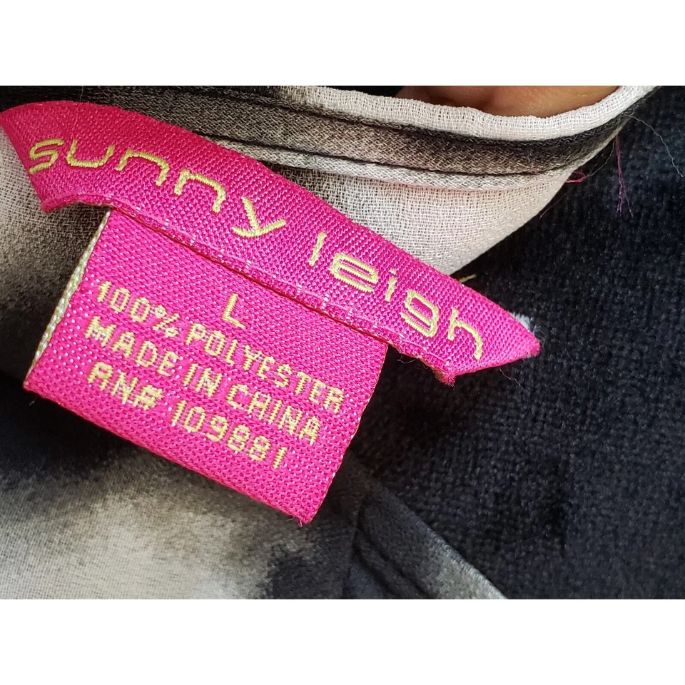 Sunny Leigh блузка верхний женщин большой черный белый галстук краситель пинтак деталь галстук спереди - Изображение 3 из 4