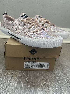 SPERRY Top-sidetracked Girls Shoes Pier Wave Leopard Sequin