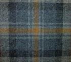 100% Shetland Wool Blue Grey Gold Tartan Check Upholstery Curtain Cushion Fabric
