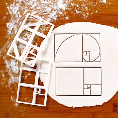2er SET Fibonacci Keksausstecher (Spirale & Fliesen) | Geometrie Goldenes Verhältnis