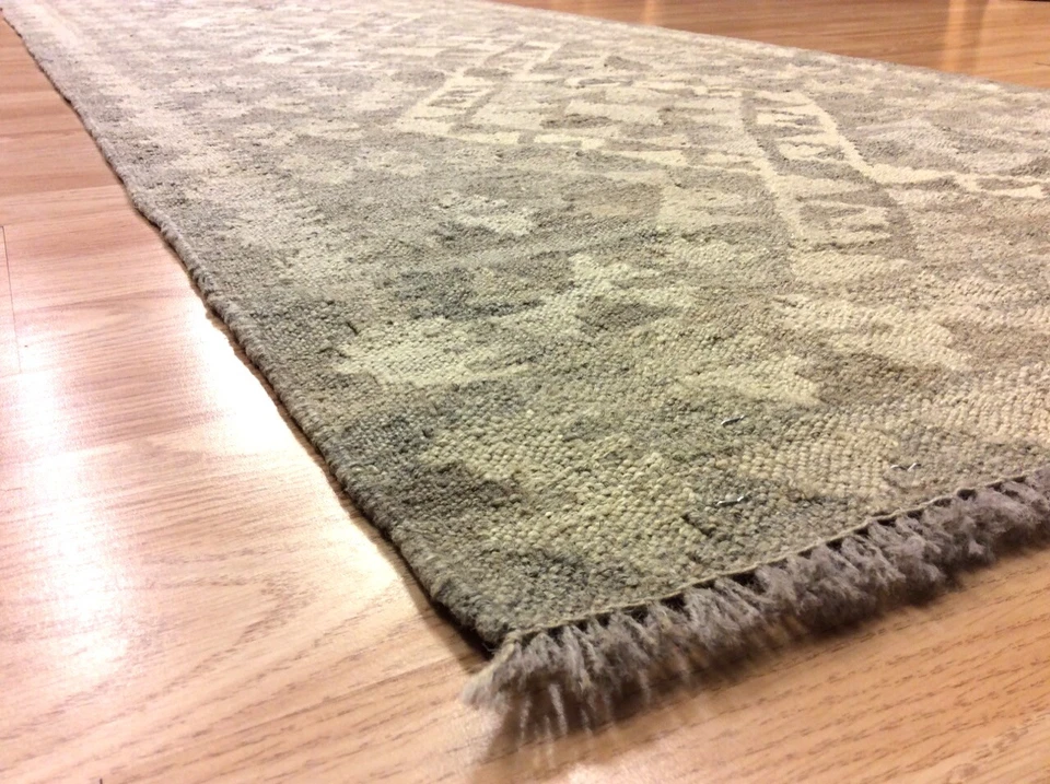 Handmade Afghan Tribal NATURAL Brown Wool Kilim Hall RUNNER Rug 78x282cm -50%RRP - Image 4 of 4