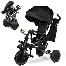 8-In-1 Foldable Tricycle Stroller for Toddlers 18 Months to 5 Years, 5-Point Sea