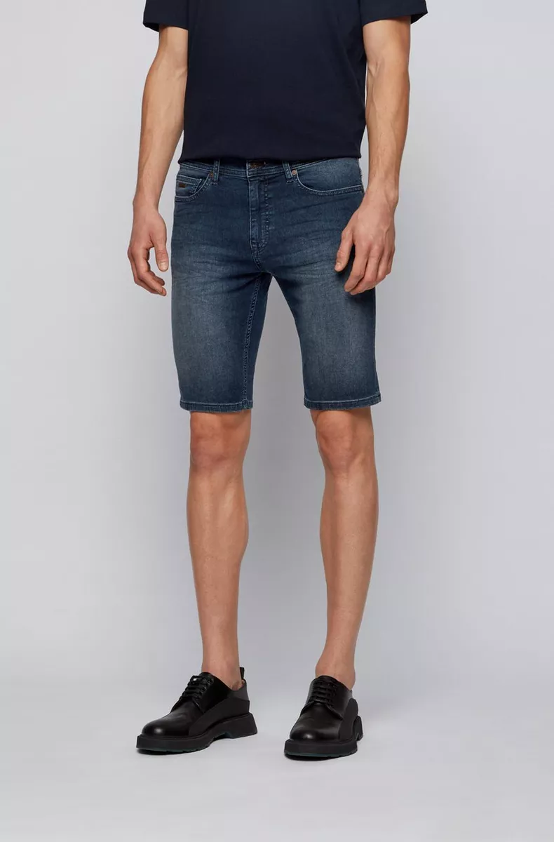 HUGO BOSS Delaware Slit Fit Blue Denim Shorts 50449500