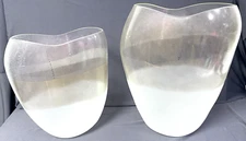 Pair of Matching Vintage Murano Art Glass Vases Vessels Two Sizes