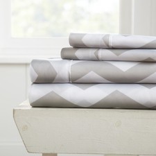 4 Piece Pattern Bed Sheet Sets Kaycie Gray Collection - Hotel Quality