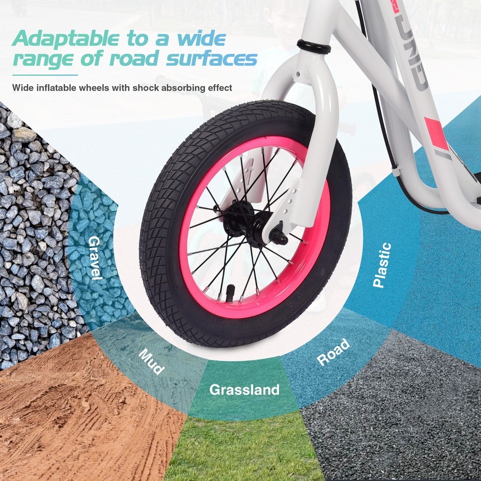 Kick Scooter 12" Front and Rear Inflatable Wheel Rear VBrake