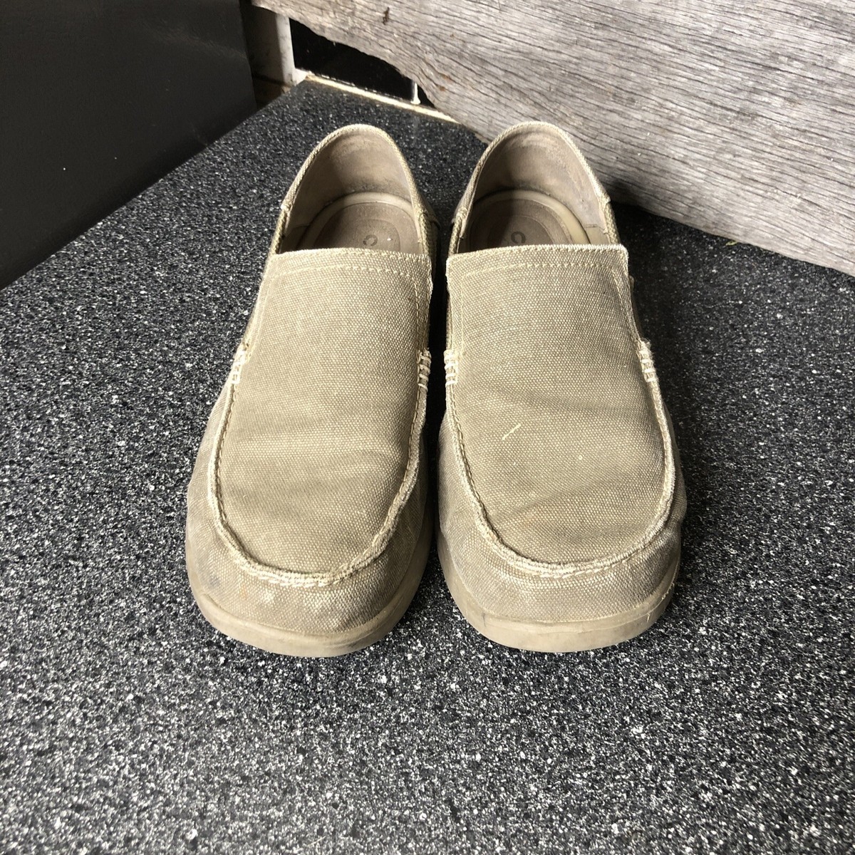 Crocs 202056 Santa Cruz Slip On Canvas Loafer Khaki Tan Shoe 