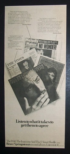 Bruce Springsteen The Wild The Innocent And The E Street Shuffle 1974 Ad, Advert
