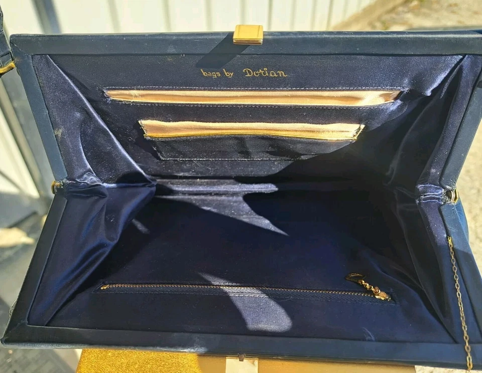 Bolso de mano y monedero de cuero negro Dr Bags de Dorian años 50 de colección (B7.1) Foto 3 de 4