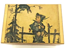 Swiss Music Box Thorens Movement Lara's Theme Hummel Scene Hinged Wind-Up Wood