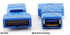 USB 3.0 A Female to 20-Pin Box Header Male Adapter, Gold Plated - GC-U23