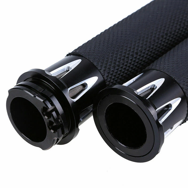 Empuñadura universal negra para manillar de motocicleta de 1" para Harley Suzuki Yamaha Foto 2 de 4