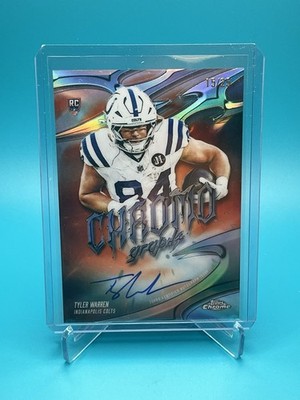 2025 Topps Chrome Football - Tyler Warren - RC Chromo Graphs Auto Orange /25