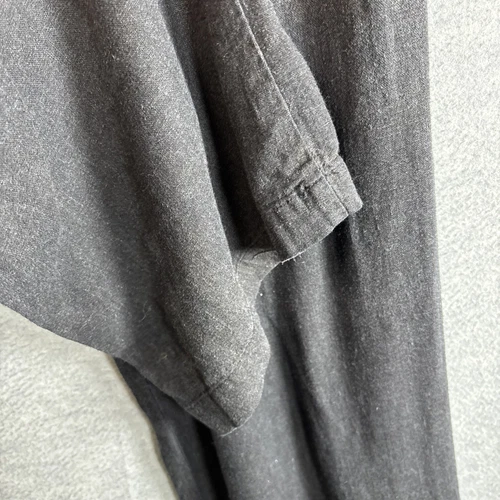 Vintage Wide Leg Pants L Linen Rayon Black Smocked Waist Pockets Minimalist Soft - Picture 12 of 20
