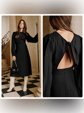 NWT SEZANE DARIA open back midi dress in black size 4